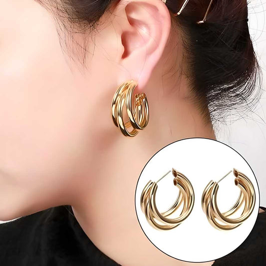 AVR JEWELS Gorgeous Silver plated korean Trihoop Earrings For Women and Girls